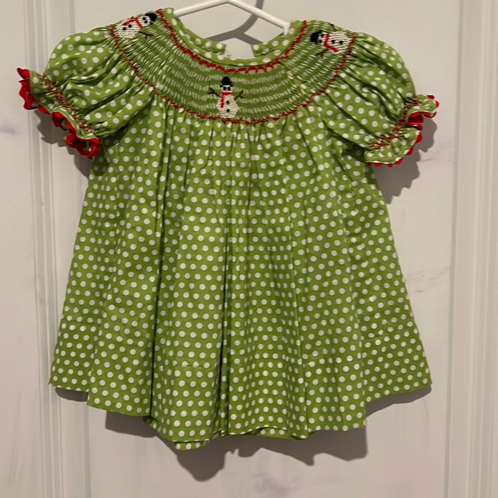 Snowman Smocked Christmas Dress